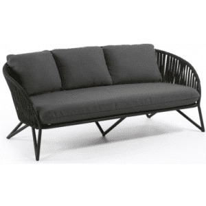 BRANZIE loungesofa i aluminium og reb B180 cm - Sort/Mørkegrå