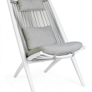 Lounge havestol i aluminium, reb og polyester H98 cm - Hvid/Lysegrå