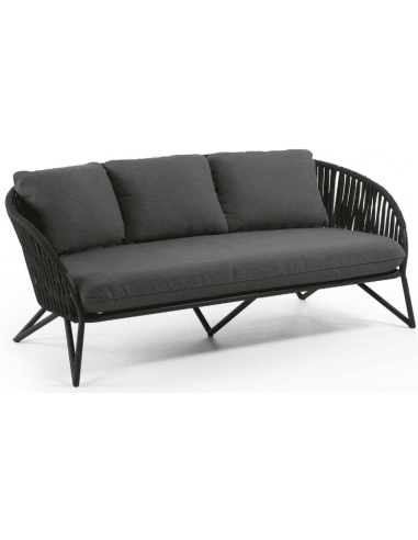 BRANZIE loungesofa i aluminium og reb B180 cm - Sort/Mørkegrå