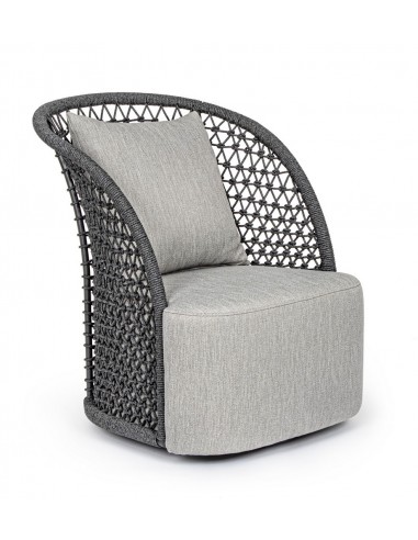 Cuyen rotérbar lounge havestol i aluminium, reb og olefin B93 cm - Charcoal/Grå