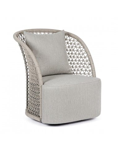 Cuyen rotérbar lounge havestol i aluminium, reb og olefin B93 cm - Sand/Grå