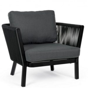 Lounge havestol i aluminium, akryl og polyester B92 cm - Sort/Charcoal
