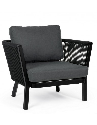 Lounge havestol i aluminium, akryl og polyester B92 cm - Sort/Charcoal