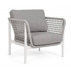 Lounge havestol i aluminium, reb og akryl H85 cm - Hvid/Lysegrå