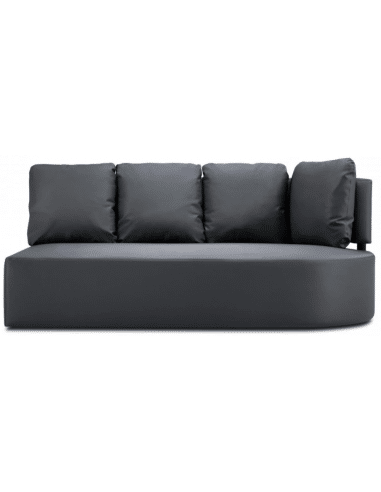 Barts 3-personers udendørs venstrevendt loungesofa modul i vandafvisende polyester B190 x D102 cm - Mørkegrå