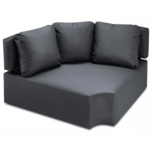 Barts udendørs hjørne loungesofa modul i vandafvisende polyester B120 x D120 cm - Mørkegrå