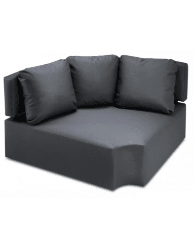 Barts udendørs hjørne loungesofa modul i vandafvisende polyester B120 x D120 cm - Mørkegrå