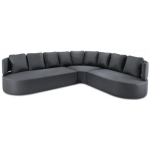 Barts udendørs hjørnevendt hjørne loungesofa i vandafvisende polyester B310 x D262 cm - Mørkegrå