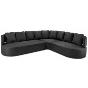 Barts udendørs hjørnevendt hjørne loungesofa i vandafvisende polyester B310 x D262 cm - Sort