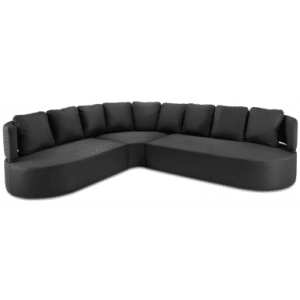 Barts udendørs venstrevendt hjørne loungesofa i vandafvisende polyester B310 x D262 cm - Sort