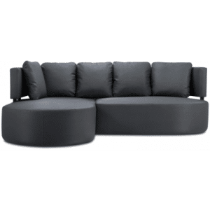 Barts udendørs venstrevendt loungesofa i vandafvisende polyester B245 x D190 cm - Mørkegrå