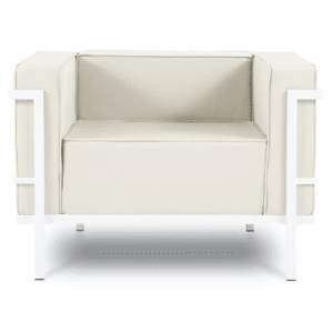 Cannes udendørs lounge havestol i stål og polyester B100 x D70 cm - Hvid/Beige