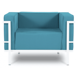 Cannes udendørs lounge havestol i stål og polyester B100 x D70 cm - Hvid/Blå