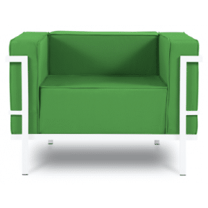 Cannes udendørs lounge havestol i stål og polyester B100 x D70 cm - Hvid/Grøn