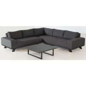 Easey lounge hjørnesofa med bord i aluminium og sunbrella quick dry polyester 260 x 260 cm - Antracit/Mørkegrå