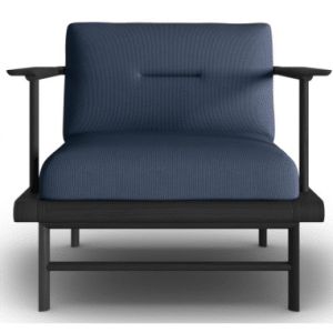 Hawaii udendørs lounge havestol i ask træ og polyester B80 x D80 cm - Sort/Mørkeblå