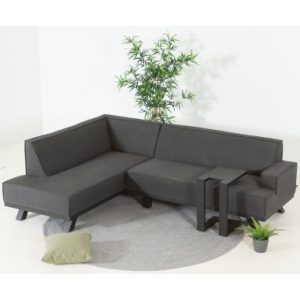 Quart lounge hjørnesofa med bord i aluminium og sunbrella quick dry polyester 245 x 180 cm - Antracit/Mørkegrå