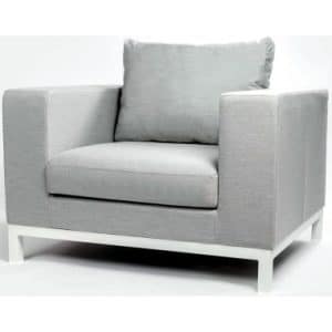 Square loungestol i aluminium og sunbrella quick dry polyester 104 x 86 cm - Hvid/Lysegrå