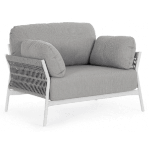Pardis Lounge havestol i aluminium og olefin B99 cm - Hvid/Grå