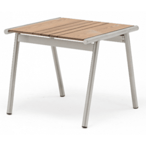 Zoom Lounge havebord i rustfri stål og HPL 50 x 51 cm - Mat rustfri stål/Teak
