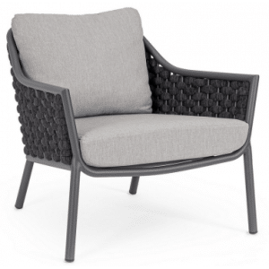Everly lounge havestol i aluminium og olefin H80 cm - Charcoal/Mørkegrå