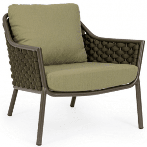 Everly lounge havestol i aluminium og olefin H80 cm - Oliven/Mørkegrøn/Grøn