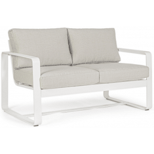 Merrigan loungesofa i aluminium og olefin B134 cm - Hvid/Natur
