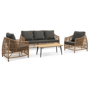 CAYMAN Lounge havemøbler i aluminium og rattan - Antracit/Natur