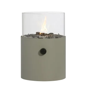 COSI FIRES Cosiscoop XL gaslanterne, m. glas og småsten - olivengrøn metal (H:30,5)