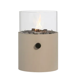 COSI FIRES Cosiscoop XL gaslanterne, m. glas og småsten - taupe metal (H:30,5)