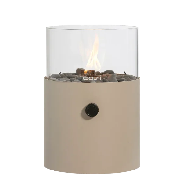 COSI FIRES Cosiscoop XL gaslanterne, m. glas og småsten - taupe metal (H:30,5)