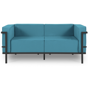 Cannes udendørs loungesofa i stål og polyester B164 x D70 cm - Antracit/Blå