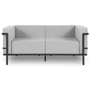 Cannes udendørs loungesofa i stål og polyester B164 x D70 cm - Antracit/Grå