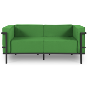 Cannes udendørs loungesofa i stål og polyester B164 x D70 cm - Antracit/Grøn