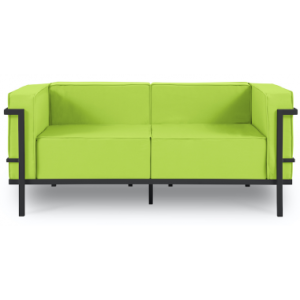 Cannes udendørs loungesofa i stål og polyester B164 x D70 cm - Antracit/Lysegrøn