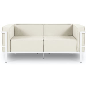 Cannes udendørs loungesofa i stål og polyester B164 x D70 cm - Hvid/Beige