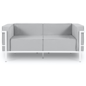 Cannes udendørs loungesofa i stål og polyester B164 x D70 cm - Hvid/Grå