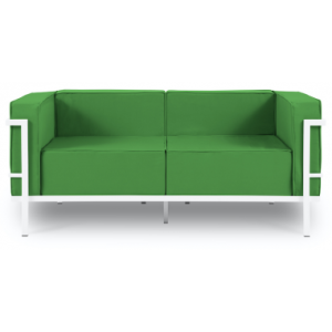 Cannes udendørs loungesofa i stål og polyester B164 x D70 cm - Hvid/Grøn