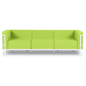 Cannes udendørs loungesofa i stål og polyester B230 x D70 cm - Hvid/Lysegrøn