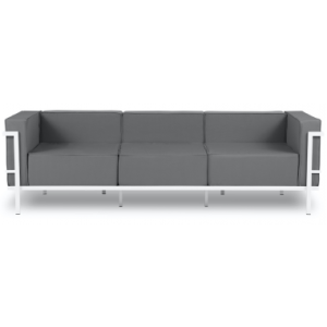 Cannes udendørs loungesofa i stål og polyester B230 x D70 cm - Hvid/Mørkegrå