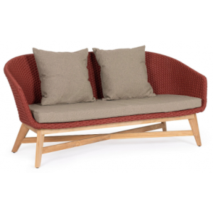 Coachella Loungesofa i teaktræ og olefin B168 cm - Teak/Rød