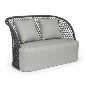 Cuyen loungesofa i aluminium, reb og olefin B150 cm - Charcoal/Grå