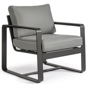 Merrigan lounge havestol i aluminium og olefin H73 cm - Charcoal/Mørkegrå