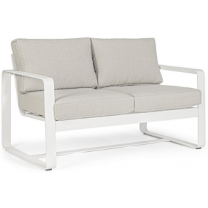 Merrigan loungesofa i aluminium og olefin B134 cm - Hvid/Natur