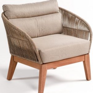 PALERMO Lounge havestol i eucalyptustræ og reb H83 cm - Natur/Beige