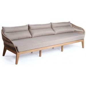 PALERMO Loungesofa i eucalyptustræ og reb B252 cm - Natur/Beige