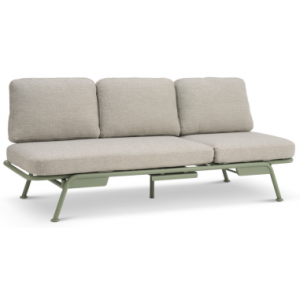 SANTORINI Loungesofa eller solseng i aluminium og olefin 199 x 81 cm - Olivengrøn/Sand