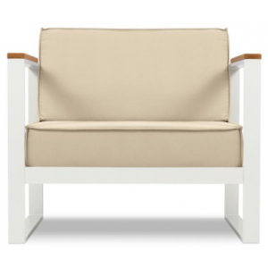 Tahiti udendørs lounge havestol i stål og polyester B90 x D85 cm - Hvid/Beige