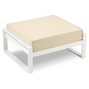 Tahiti udendørs lounge puf modul i stål og polyester B90 x D75 cm - Hvid/Beige