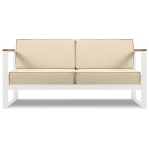 Tahiti udendørs loungesofa i stål og polyester B168 x D85 cm - Hvid/Beige